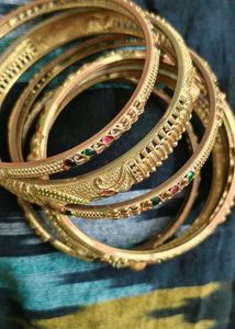 6 Golden Bangles Set