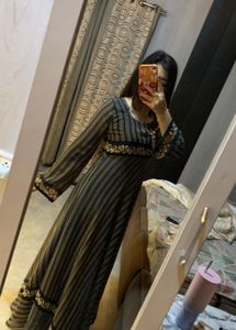 Elegant Striped Ethnic flaired gown🎀🦋❤️