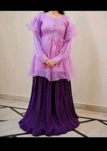 Lavender Kurta Set with Purple Skirt