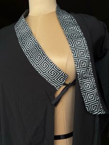 Elegant Black Kimono with Unique Neckline