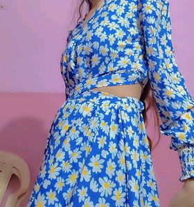 Blue Floral Print Maxi Dress
