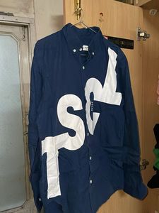 Men's Navy Blue Graphic Print Shirt