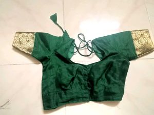 soft green saree with patchwork