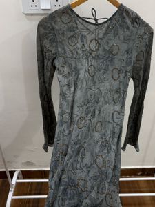 Elegant Greyish Mint Embroidered Beaded Gown