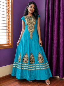 Stunning Teal Embroidered Gown