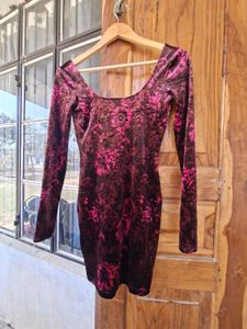 Velvet Floral Print Mini Dress