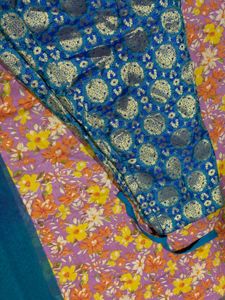 Blue Printed Ethnic Skirt with dupatta
