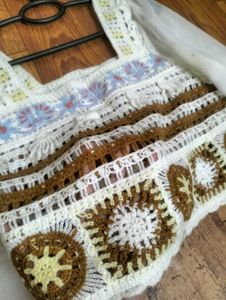 Boho😍 Crochet Crop Top with Sheer Sleeves