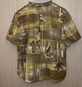 Vintage Brown Floral Print Blouse