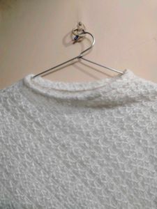 Cozy White Fringed Poncho