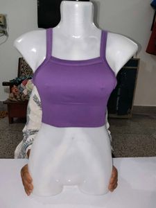 Glassons Purple Seamless Ribbed Cami Crop Top (Siz