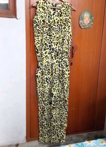 Long Leopard Print Sleeveless Jumpsuit