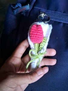 Handmade Crochet Tulip Keychain