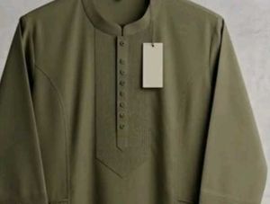 Posh India Premium Olive Green Cotton Kurta | Bran