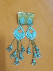 Blue Jhumka Dangle Earrings