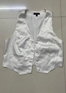 Satin White Vest