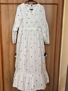 Bohemian Boutique Cotton Dress with Adjustable Dra