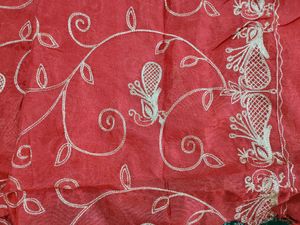 Zari Work On Bandhej Chiffon Saree