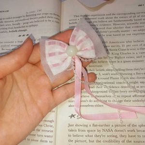 Cute Pink Gingham Bow Hair Clip