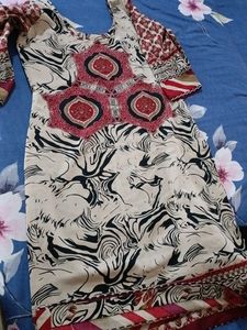 Elegant Printed Kurta Set with Pants lil warm
