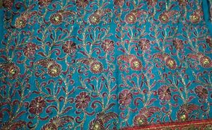 Beautiful Teal Embroidered Silk Saree
