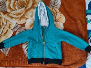 Teal Zip-Up Hoodie with Pockets