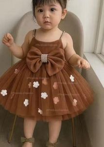 Brown Tutu Dress with Big Bow