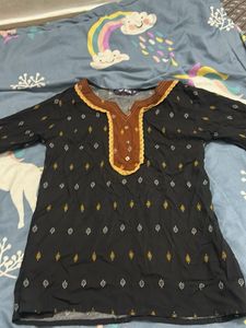 Stylish Black Ethnic Kurta with Embellishments
