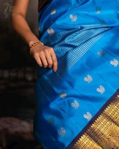 Stunning Blue &amp; Gold Silk Saree