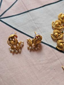 New Gold Peacock Necklace &amp; Earrings Set