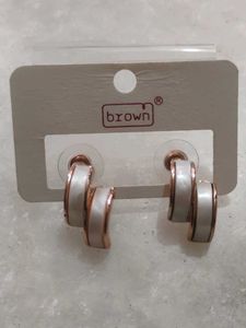 Elegant White & Rose Gold Hoop Earrings
