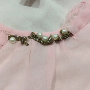 Chic Pink Sheer Sleeve Blouse