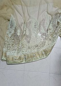 Grand netted tan and coffee brown saree