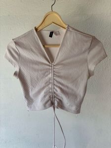 Ruched V-Neck Crop Top