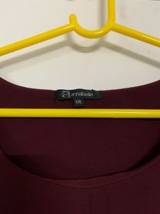 Annabelle Plus Size Wine Dress with Belt Detail