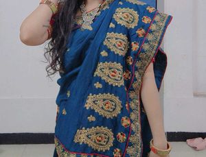 Beautiful Blue Embroidered Saree