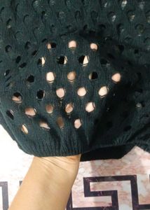 Chic Black Cut-Out Mesh Top with Tank