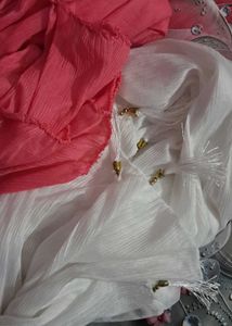 Dupattas - Pink &amp; White