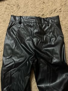 Black Faux Leather Wide Leg Pants