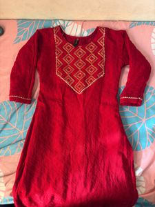 Red gold festive ethnic long kurti