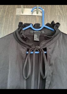 Forever 21 Black Ruffle Neck Blouse