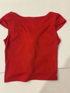 Red preppy, tie up detail top