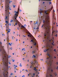 Chic Pink Floral Button-Up Blouse