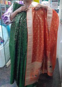 Vibrant Orange duppata with muniya border
