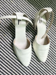 White Flat Sandals with Ankle Strap