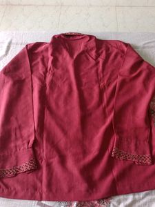 Burgundy Button-Down with Unique Collar &amp; Cuff Det