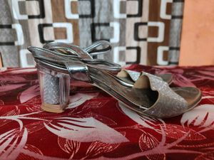 Sparkling Silver Heeled Sandals
