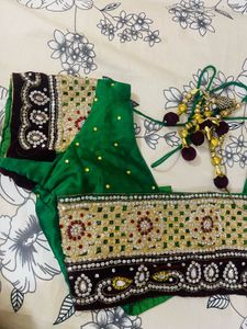 Emerald green diamond work blouse