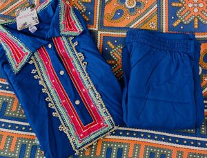 Vibrant Blue Embroidered Kurta Set