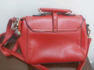 Vibrant Red Studded Handbag